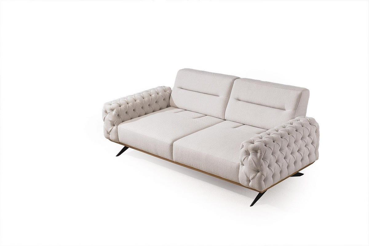 3 Sitzer SOFA Cuba Samt Schwarz - Creme, Textil/Metall (235/87/95cm)