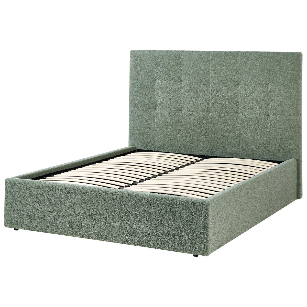 POSTELJA s prostorom za shranjevanje 140/200 bouclé zelena Lorient - zelena, tekstil (140/200cm) - Beliani
