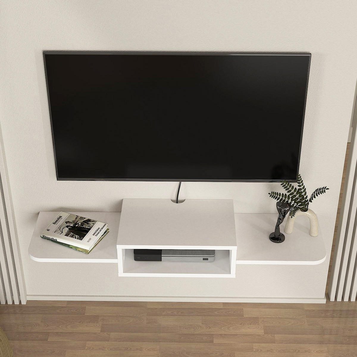 NÍZKÁ SKŘÍŇKA Tar - bílá, kompozitní dřevo (115/15.5/15.5cm) - [en.casa]