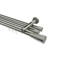 INNENLAUF-GARDINENSTANGEN-SET Siteno Tanara 100 cm, 3-läufig, 20 mm Ø Edelstahl-Optik - Edelstahlfarben/Silberfarben, Metall (100cm) - INTERDECO