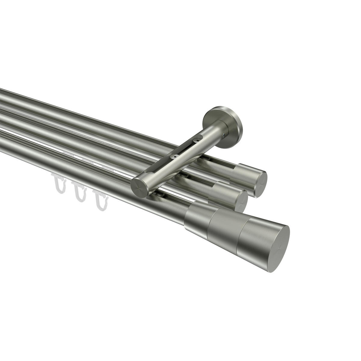 INNENLAUF-GARDINENSTANGEN-SET Siteno Tanara 100 cm, 3-läufig, 20 mm Ø Edelstahl-Optik - Edelstahlfarben/Silberfarben, Metall (100cm) - INTERDECO