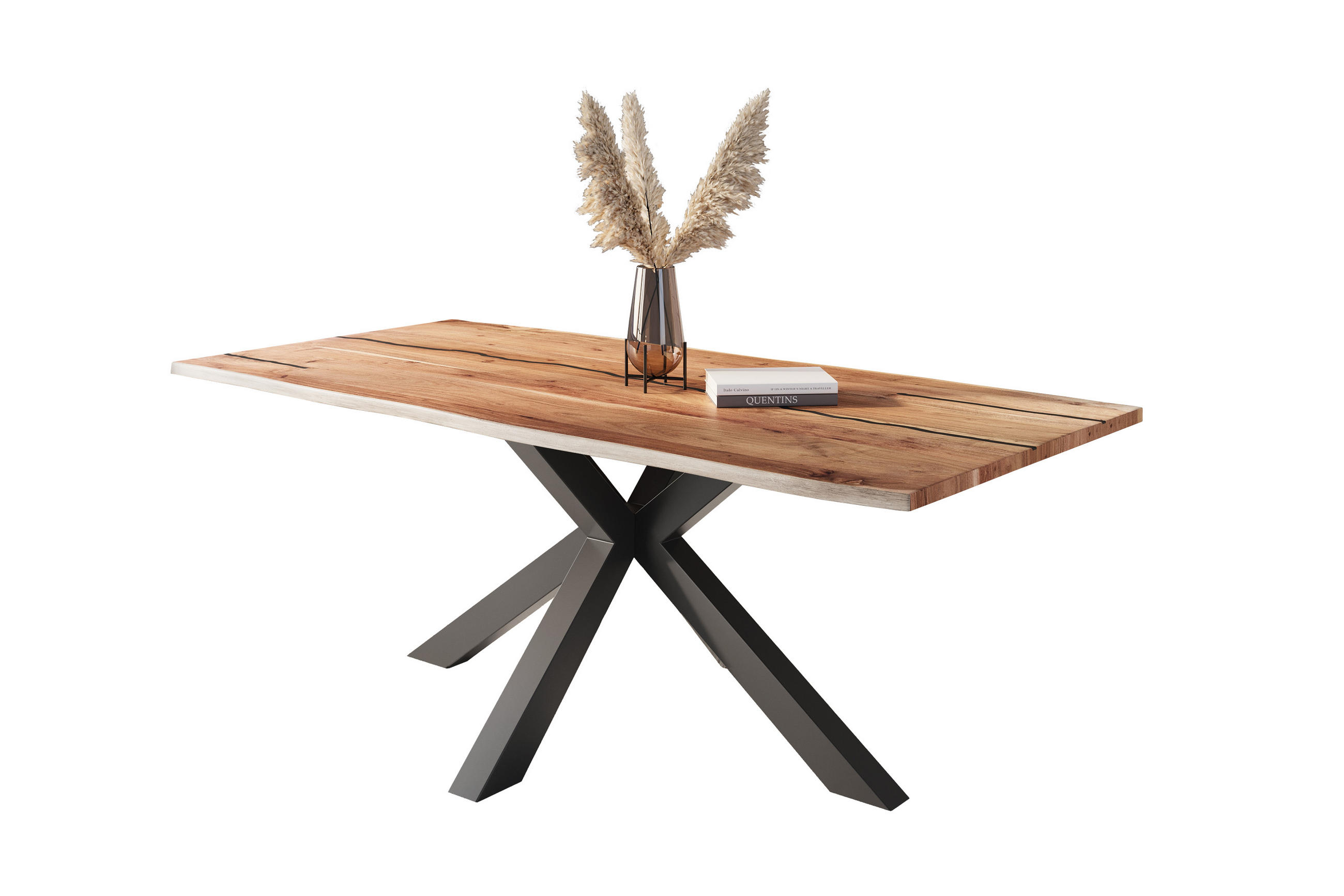 ESSTISCH POLLY - Beige/Schwarz, Holz/Metall (100/220/77cm) - SAM