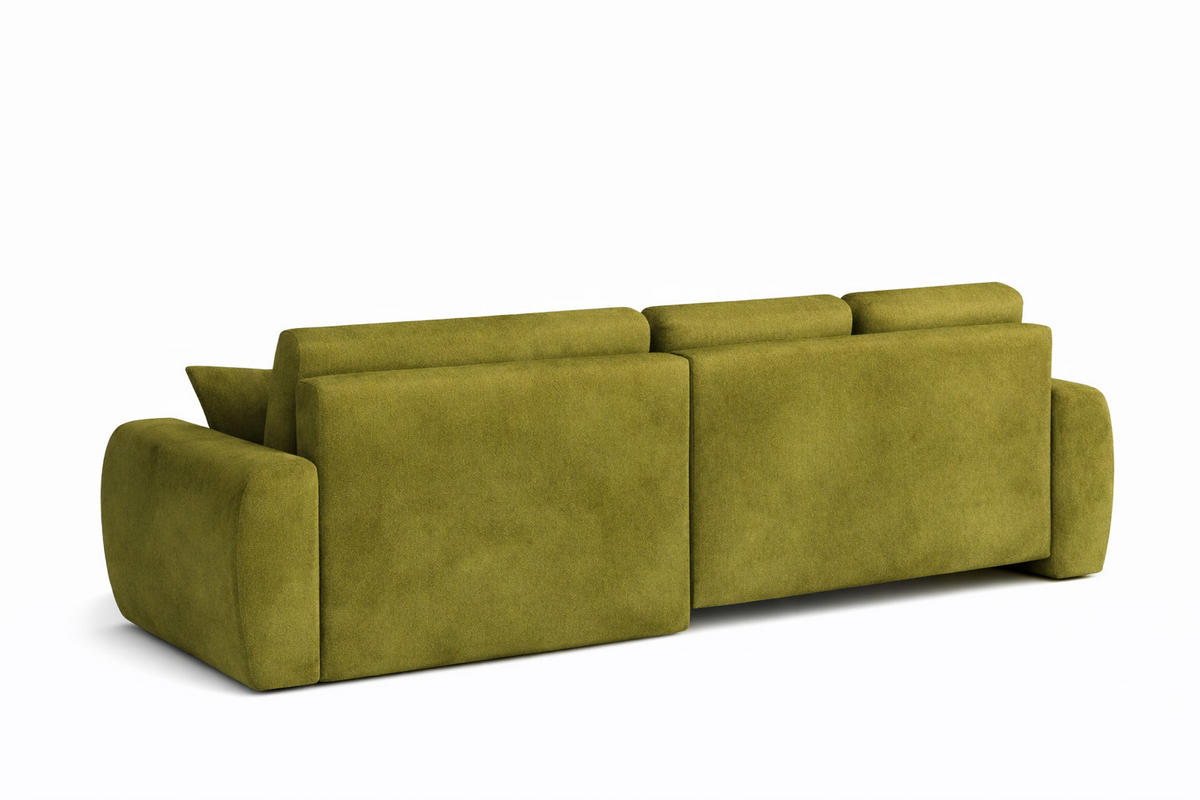 ECKSOFA Mit Schlaffunktion Und Bettkasten L-Form Ivo L, Veloursstoff Salvador, Olive, Links - Olivgrün, Holz (250/142cm) - Kaiser Möbel