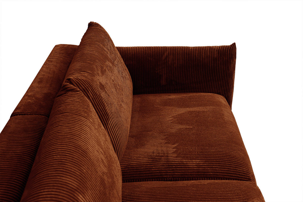 SOFA TAUER 3-Sitzer, orange - Dunkelorange/Schwarz, Holzwerkstoff/Kunststoff (112/84/206cm) - Courtois Laville