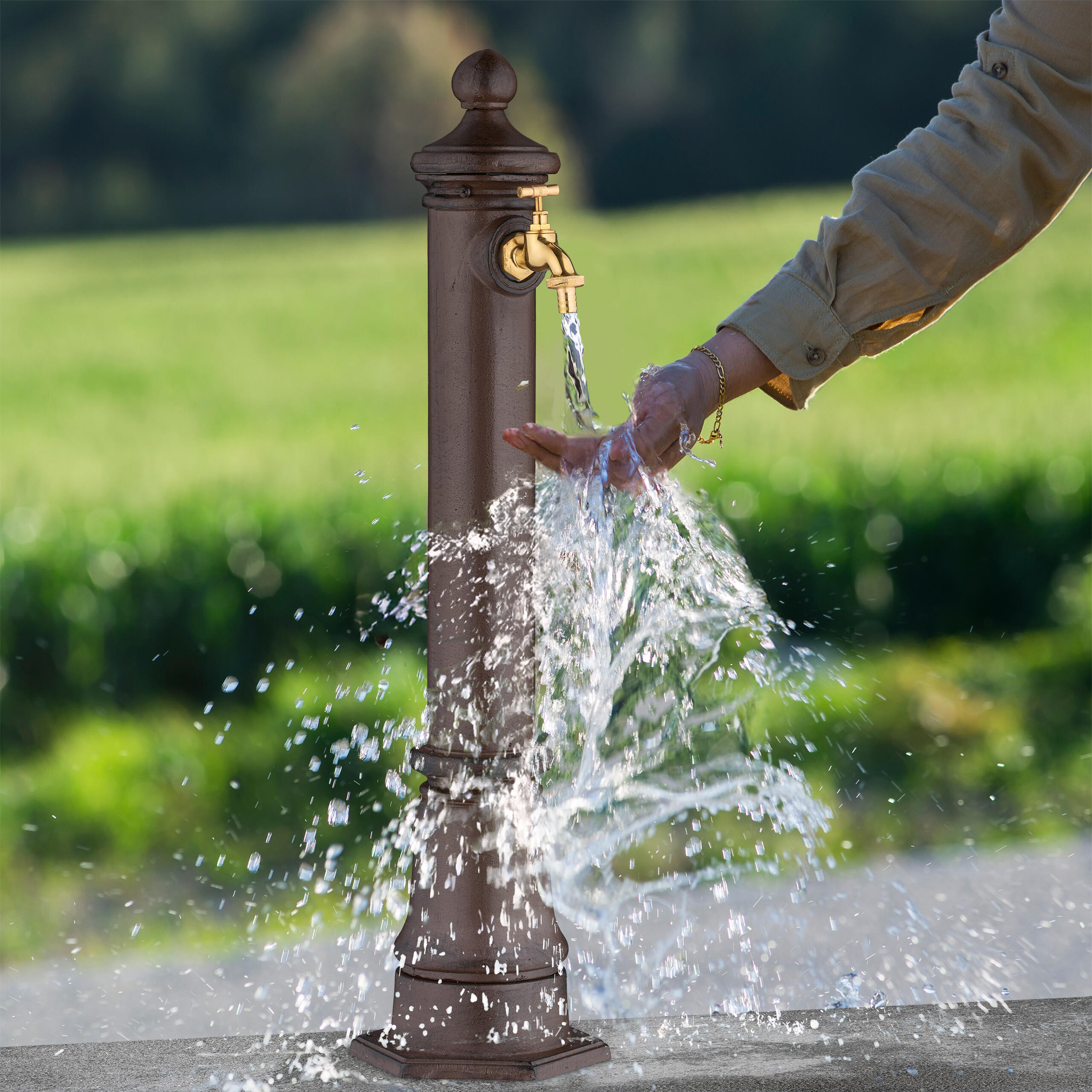 STANDBRUNNEN - Braun, Metall (20.5/18/80cm) - Relaxdays