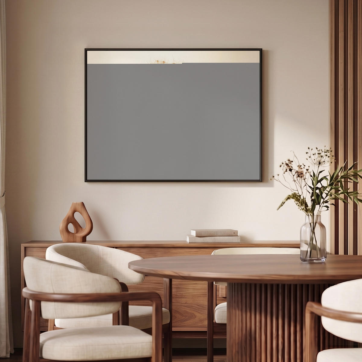 LEINWAND Bilder mit Rahmen - Sonnenlicht - Löwenzahn - Botanisch - Blumen - 100x70 - Creme, Textil (100/70cm) - MuchoWow