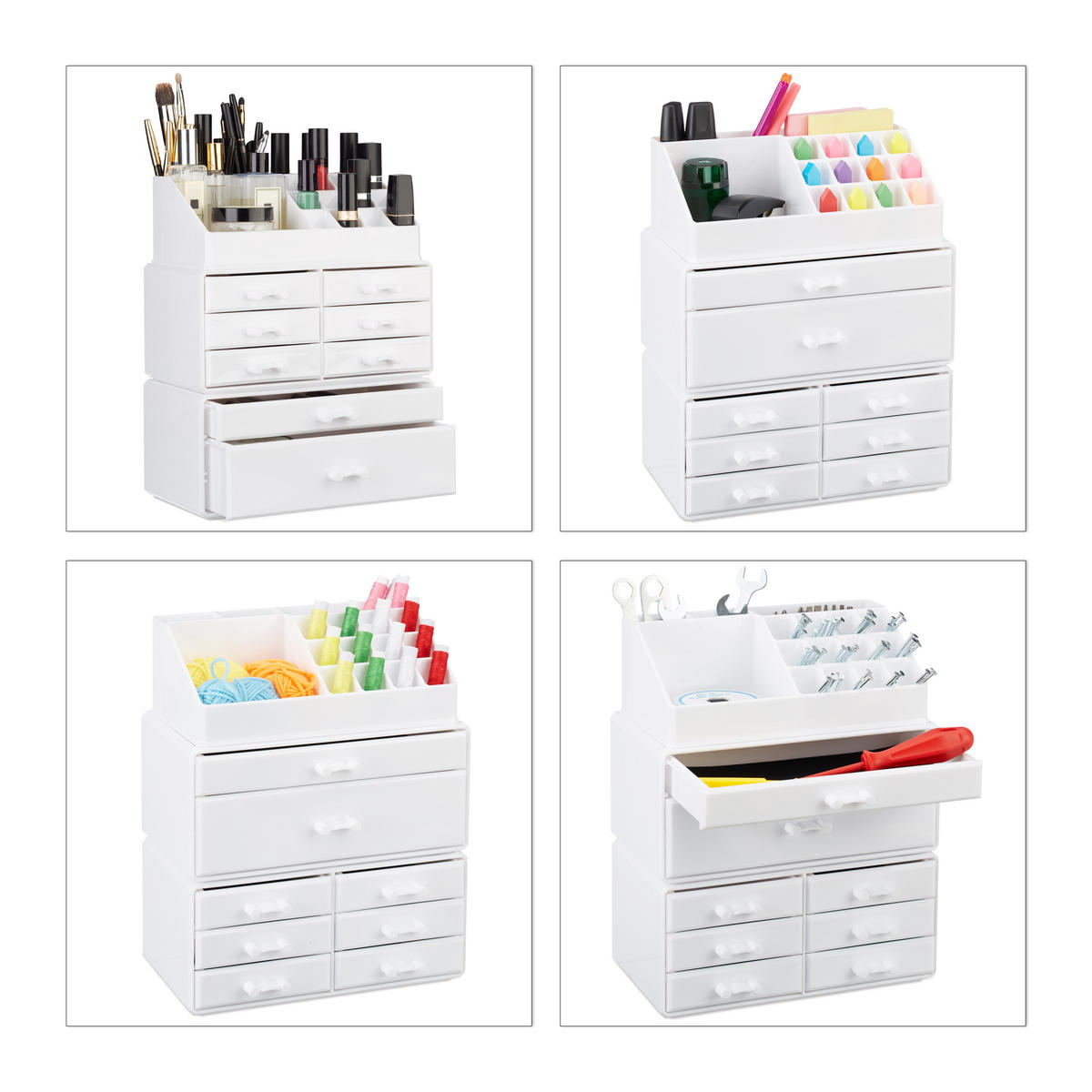 MAKEUP Organizer - Transparent, Kunststoff (24/30/14cm) - Relaxdays