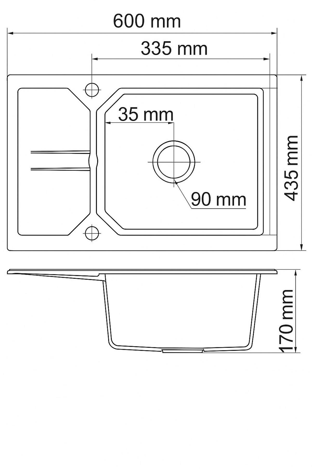 GRANITSPÜLE KKO sandfarben 600x435mm - Creme, Holzwerkstoff (43/17/43cm) - roe furniture
