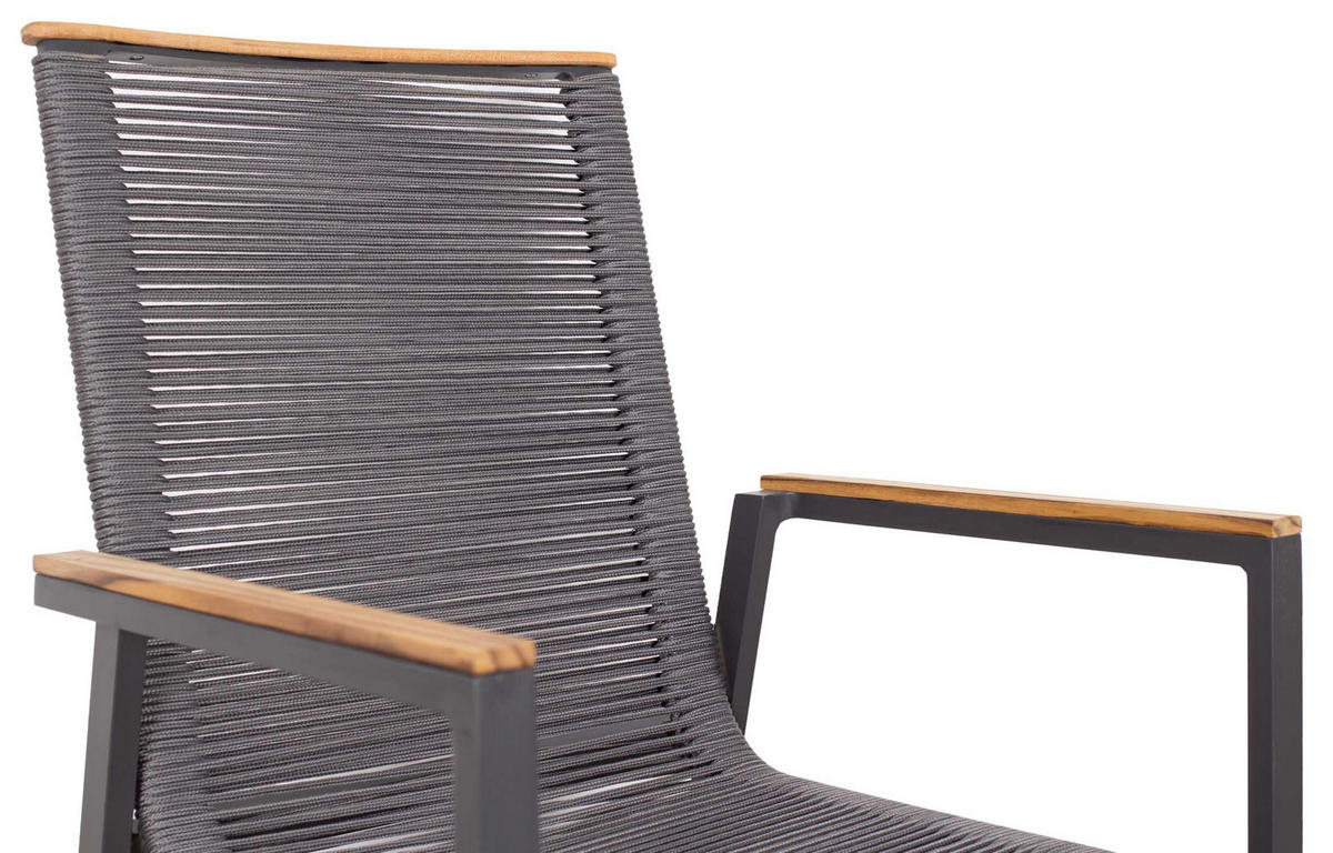 GARTENMÖBELSET Diningsessel Alicante mit Tisch Malaga 120 cm - Grau, Metall - Mr. Deko