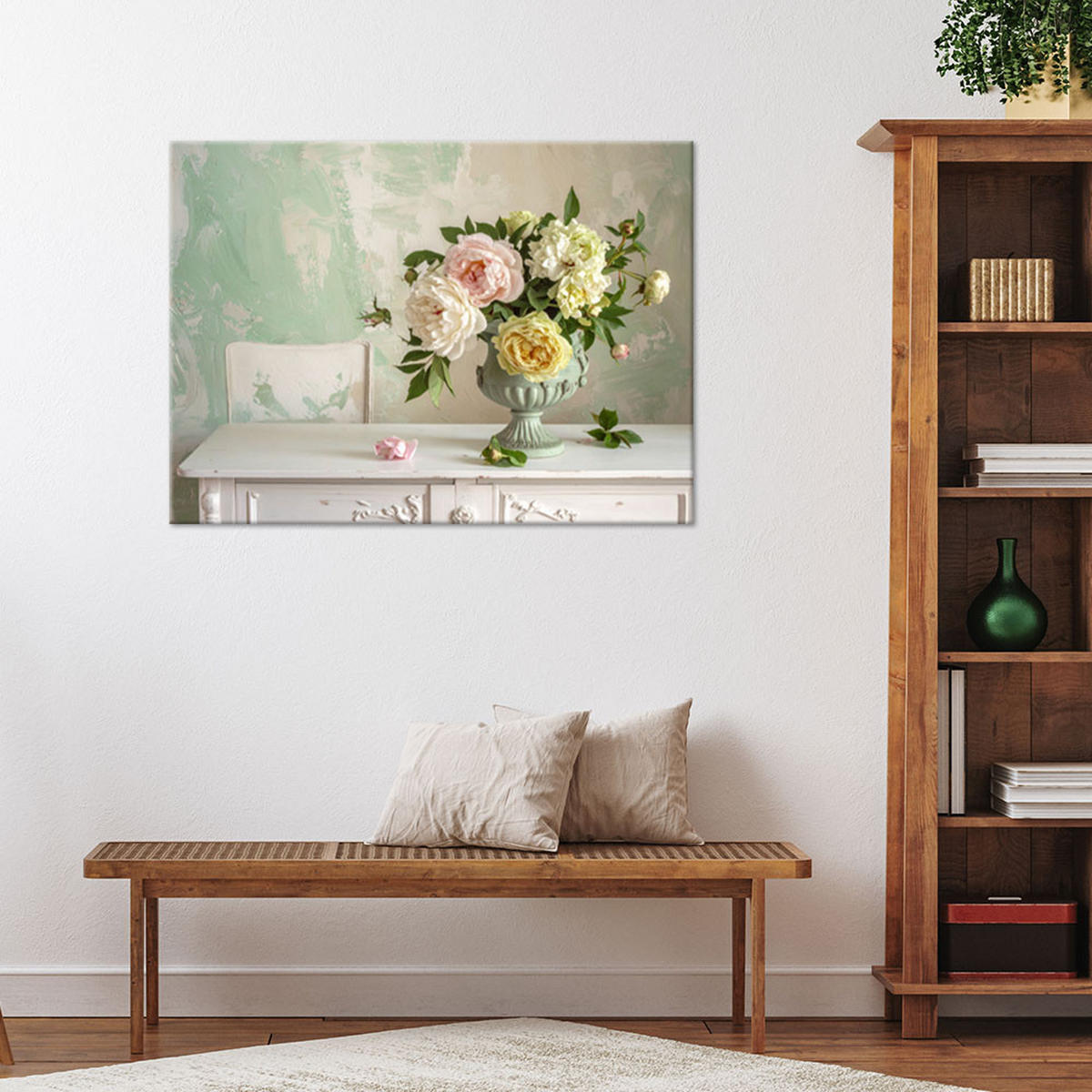 LEINWANDBILD Blumen 120x80cm - Beige, Textil (120/80cm) - Feeby