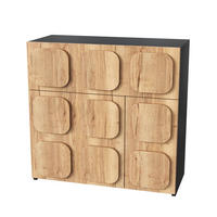 SIDEBOARD DE-38138 79,6/34,8/81,5 cm mit 4 Fächern Holzstruktur/Schwarz - Naturfarben, Holzwerkstoff (79.6/81.5/34.8cm) - ComfortXL