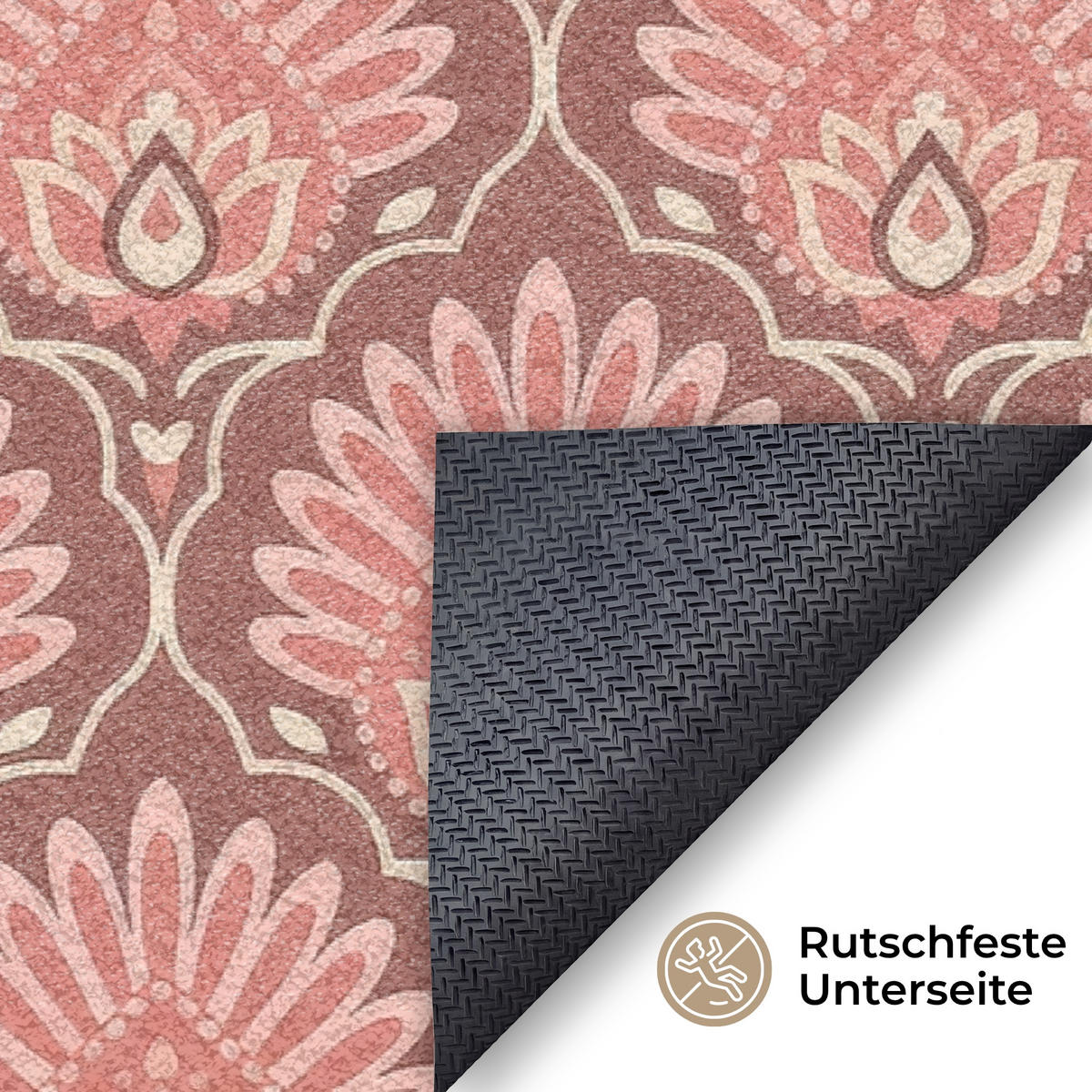 ROHOŽKA Motiv vějíře - vzor - růžová 120x80 cm - starorůžová, textil/umělá hmota (120/0.4cm) - MuchoWow