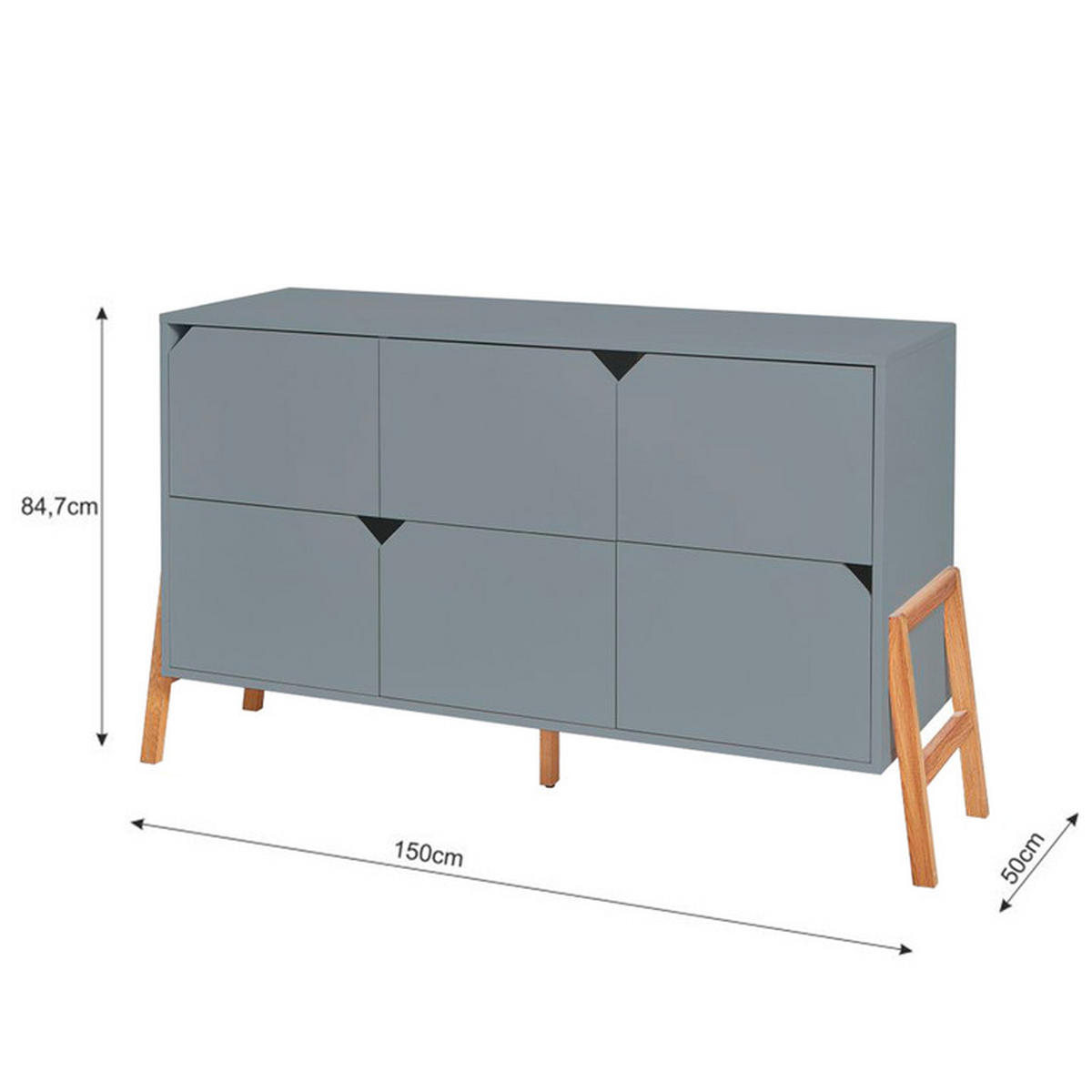 KOMODA Grey - šedá, kompozitní dřevo (150/85/50cm) - Petits-meubles