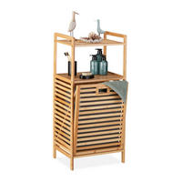 BADREGAL - Hellbraun, Holz/Textil (44/96/33cm) - Relaxdays