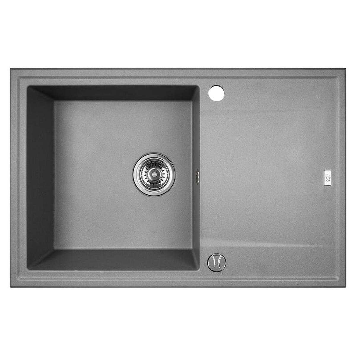 EINBAUSPÜLE Megalo Grau, Einzelbecken, 50/78/18,5 cm - Grau, Stein (50/18.5/78cm) - bad land
