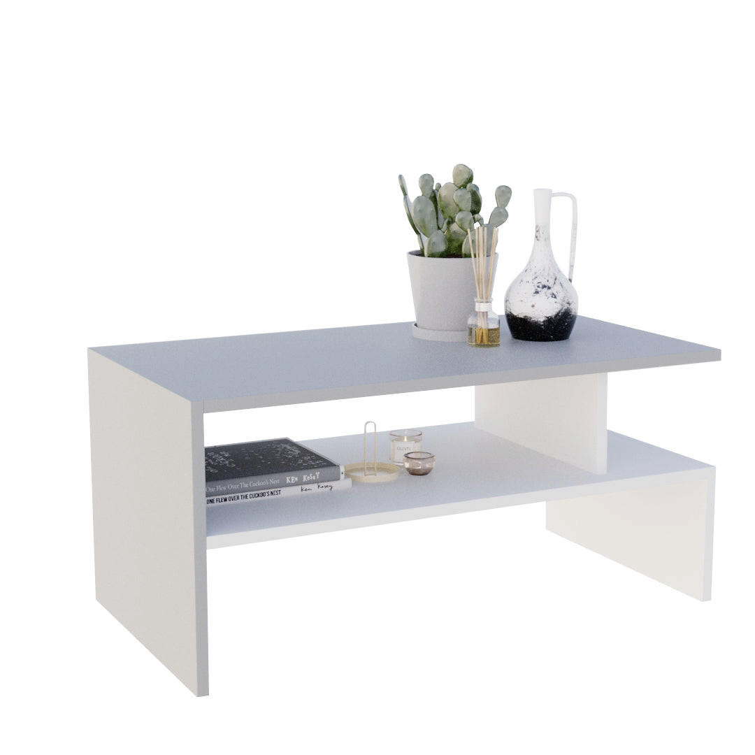 COUCHTISCH JULA 93 - Weiß/Grau, Holz (50/93/45cm) - Mat-Haus