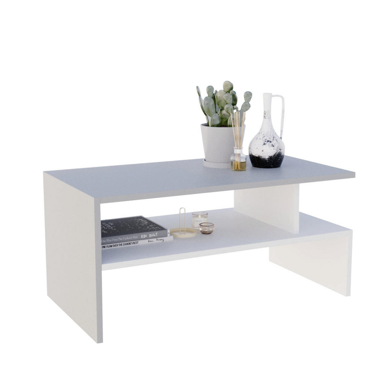 COUCHTISCH JULA 93 - Weiß/Grau, Holz (50/93/45cm) - Mat-Haus