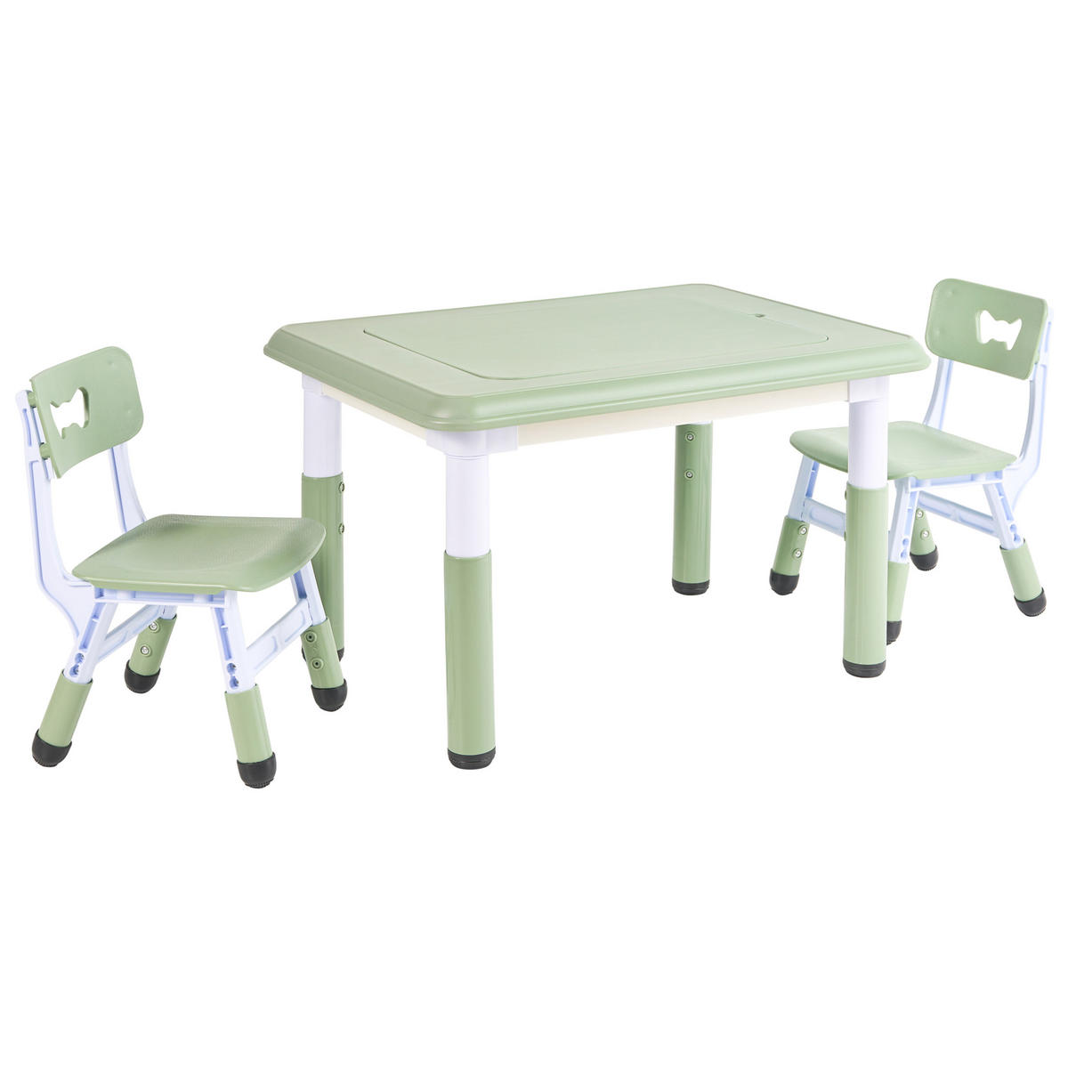 KINDERTISCH mit Stühlen Grün Bondo - Weiß/Grün, Kunststoff (82/51/62cm) - Beliani