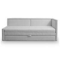 JUGENDBETT Caprili Hellgrau mit Bettkasten - Hellgrau/Schwarz, Kunststoff/Textil (163/189cm) - Selsey