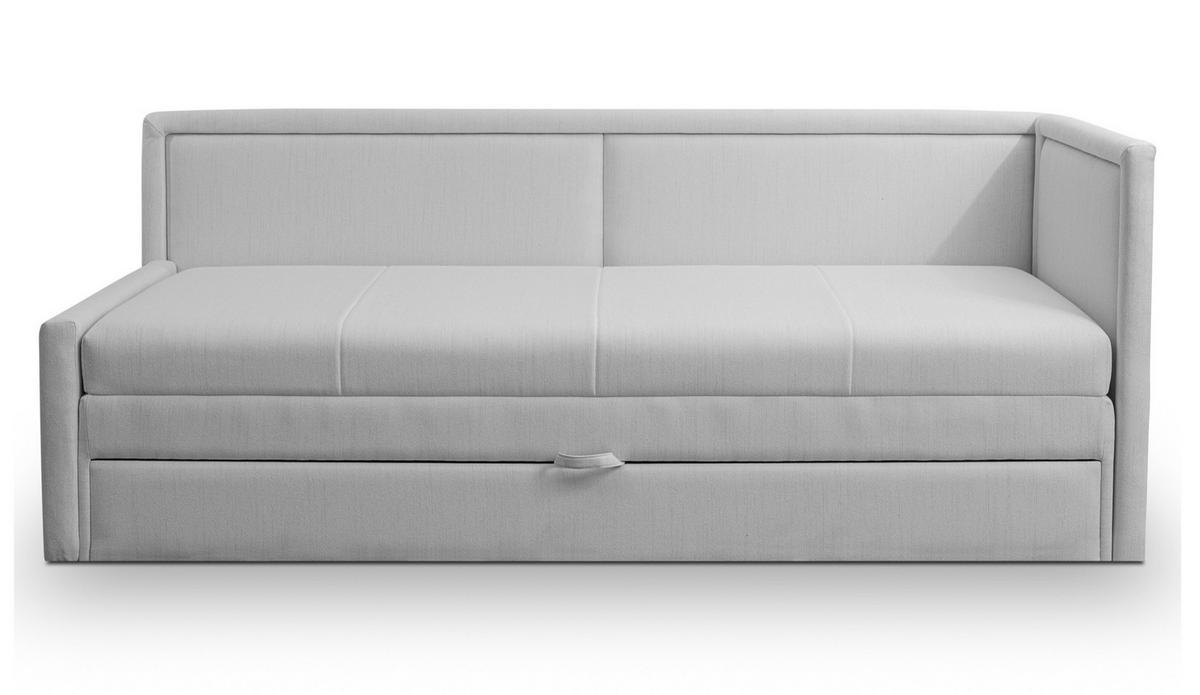 JUGENDBETT Caprili Hellgrau mit Bettkasten - Hellgrau/Schwarz, Kunststoff/Textil (163/189cm) - Selsey