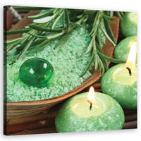 WANDBILD zen spa kerzen - Grün, Textil (50/50cm) - Feeby