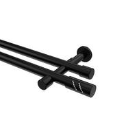 GARDINENSTANGEN-SET Prestige Zoena 420 cm (geteilt in 3 x 140 cm), 2-läufig (ohne Ringe), 20 mm Ø Schwarz - Schwarz, Metall (420cm) - INTERDECO
