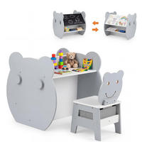 KINDERTISCH mit stuhl grau(2-tlg) - Grau, Holzwerkstoff (59.5/60/60cm) - COSTWAY