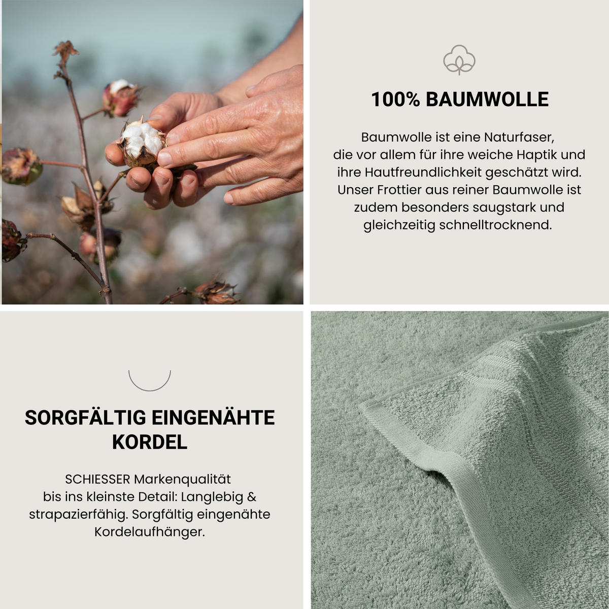 GÄSTETUCHSET Milano - 5-teilig - 30 x 50 cm - Hellgrün - Hellgrün, Textil (30/50cm) - SCHIESSER