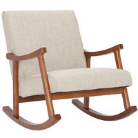 SCHAUKELSTUHL Morello Stoff, Gestell Kautschukhokz Walnuss Creme - Walnussfarben/Creme, Holz/Textil (67/82/92cm) - TPFLiving