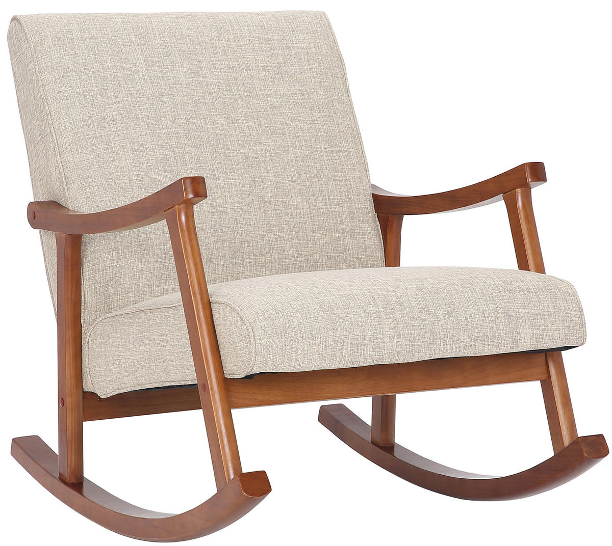 SCHAUKELSTUHL Morello Stoff, Gestell Kautschukhokz Walnuss Creme - Walnussfarben/Creme, Holz/Textil (67/82/92cm) - TPFLiving