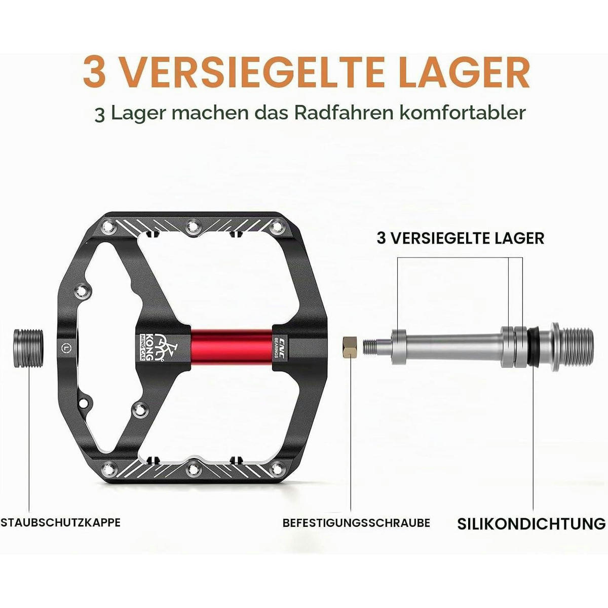 FAHRRADPEDALE Plattformpedale mit Reflektoren Schwarz - Schwarz, Metall (9.8/2/11.7cm)