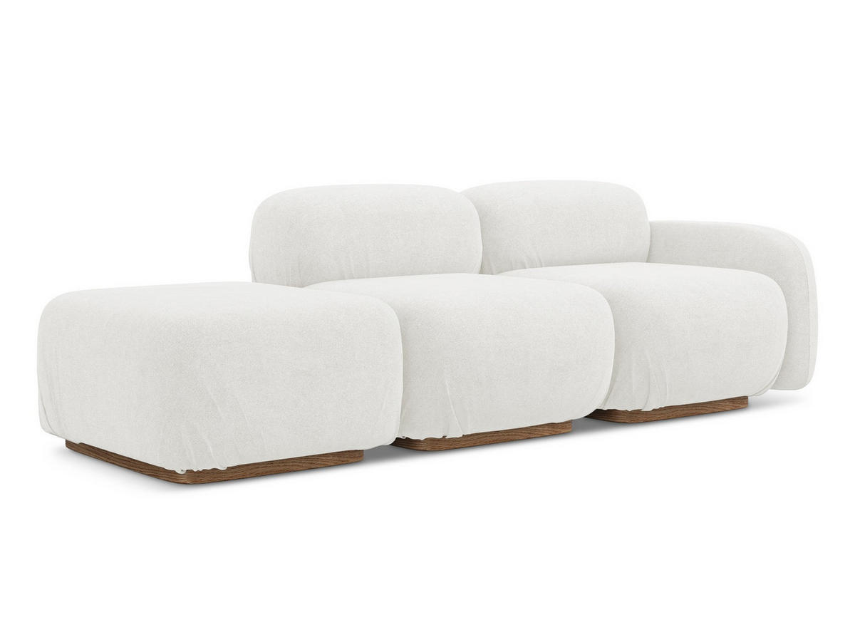 3-SITZER SOFA Links Bouclé Stoff Weiß - Weiß/Braun, Holz/Textil (258/73/95cm) - Makamii