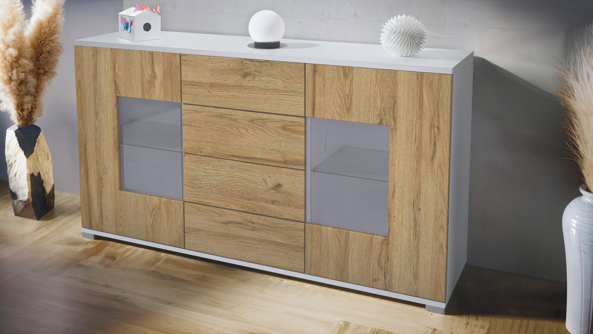 SIDEBOARD Grömitz Eiche Natur - Eichefarben, Holzwerkstoff (138.5/75.5/35cm) - Vladon