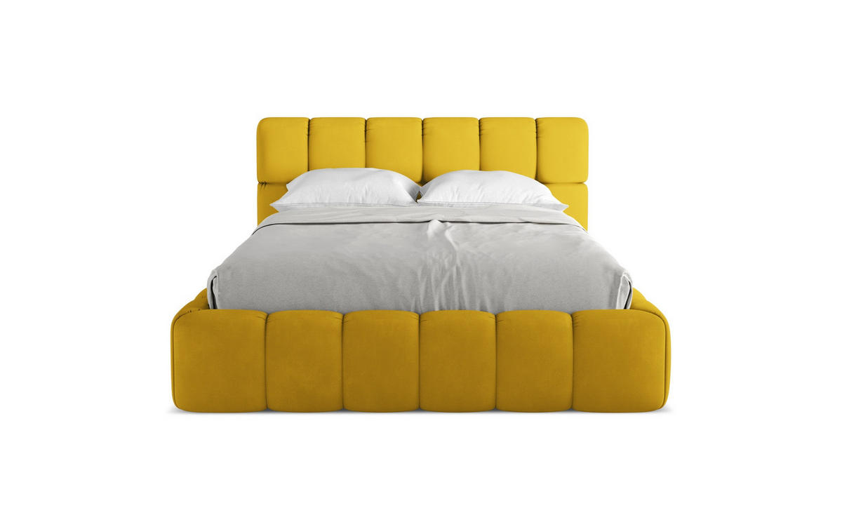 POLSTERBETT mit Bettkasten und Lattenrost 160x228 Gelb - Currygelb/Gelb, Kunststoff/Textil (140/200cm) - Makamii