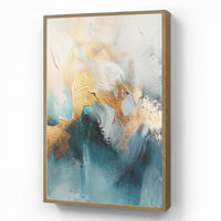 NÁSTĚNNÁ LAMPA S AKUMULÁTOREM Abstraktní - umění - zlatá - modrá 60x90 cm - tyrkysová, kompozitní dřevo (60/90/8cm) - OnlyWow
