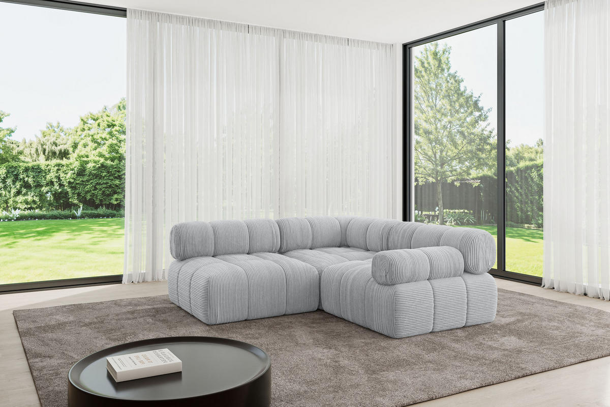 ECKSOFA modulares Sofa Mende-L1 - 190x190x70 cm Grau Cord - Grau, Holzwerkstoff/Textil (190/190cm) - ALTDECOR