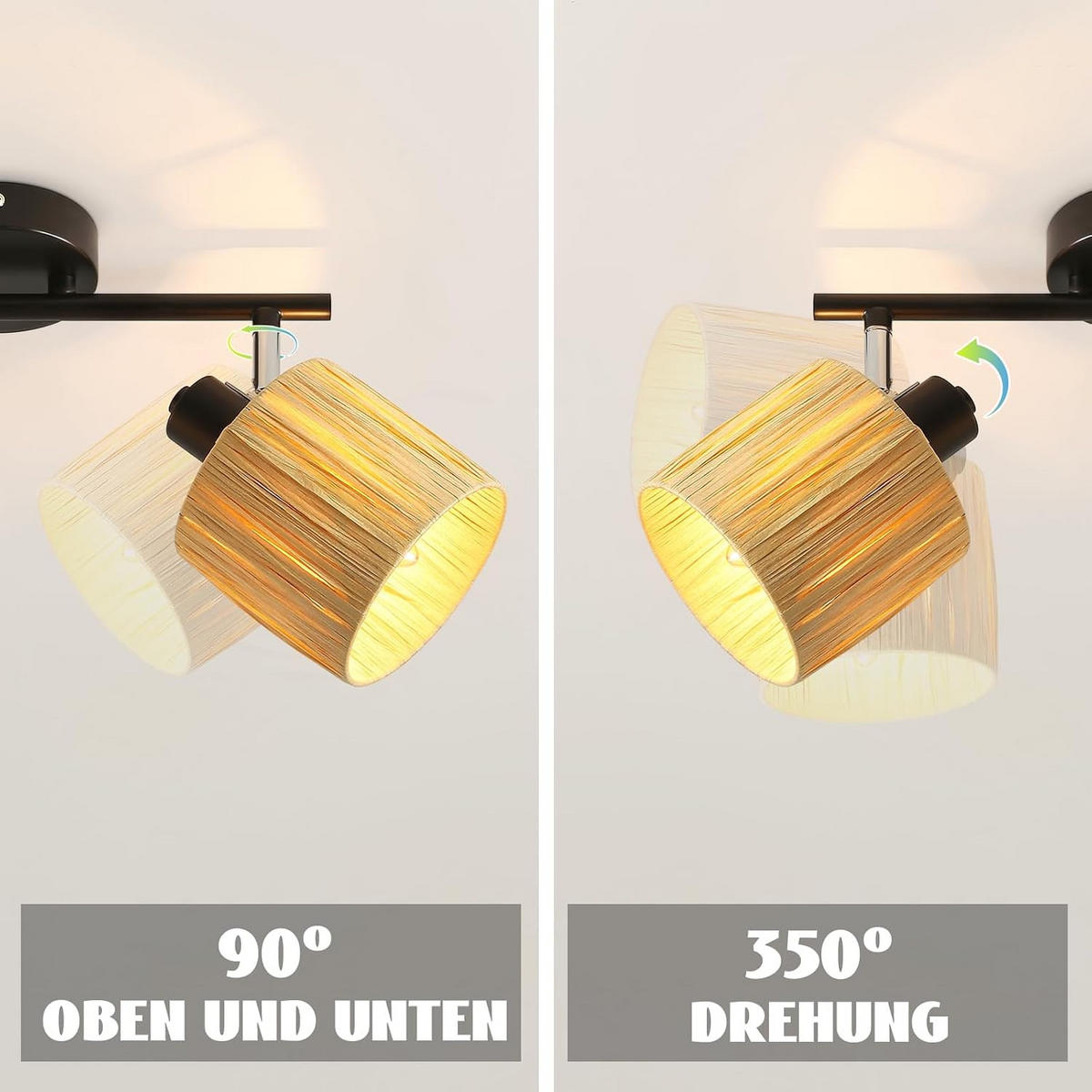 DECKENSTRAHLER Flambria 17/16.5/68 cm - Schwarz, Metall (68/17/16.5cm) - ZMH