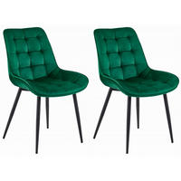 STUHL BARDI 2-er Set, Grün, Schwarz, mit Samtstoff gepolstert - Anthrazit, Textil/Metall (45/88/51cm) - Komodee