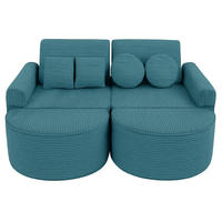 KINDERSOFA AESTHETIC 120 cm Cord Türkis 12 Stk - Blau, Textil (60/12.5/120cm) - MeowBaby