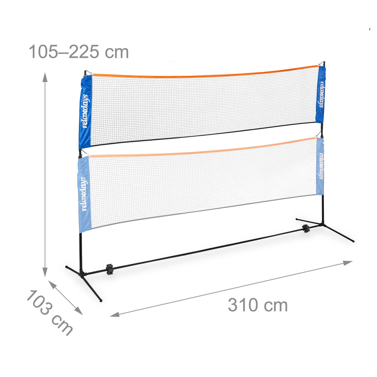 BADMINTONNETZ - Schwarz, Kunststoff/Textil (310/103cm) - Relaxdays