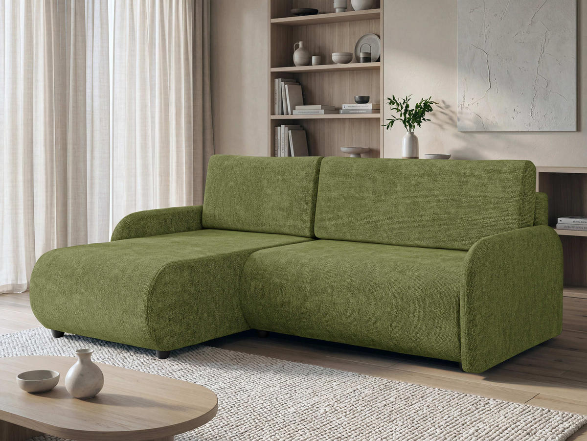 ECKSCHLAFSOFA Nest - Schwarz/Grün, Holz/Kunststoff (233/160cm) - MIRJAN24