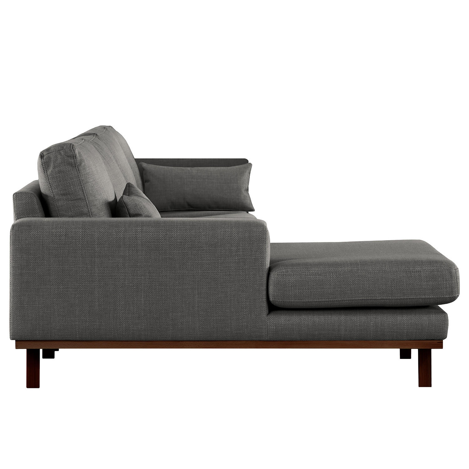 ECKSOFA mit Longchair - Dunkelgrau/Buchefarben, Textil (281/153cm) - home24