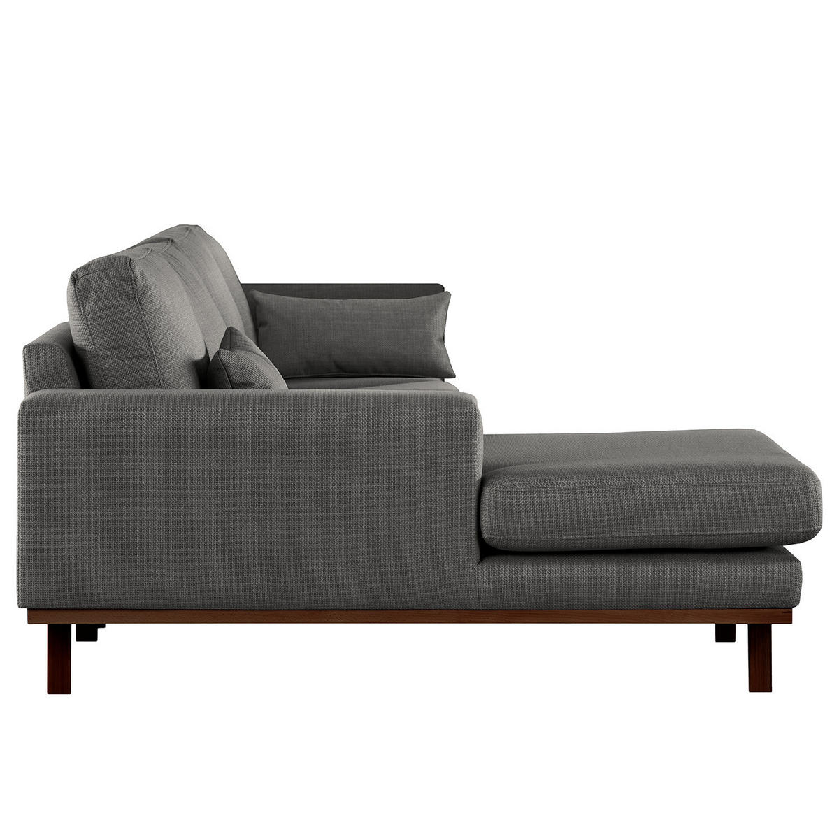 ECKSOFA mit Longchair - Dunkelgrau/Buchefarben, Textil (281/153cm) - home24