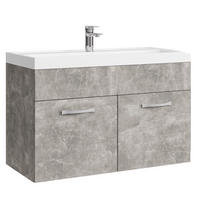 BADMÖBEL-SET Paso 2 Teile Beton Grau - 80 x 35 x 55 cm - Grau, Holz (80/55/40cm) - Badplaats