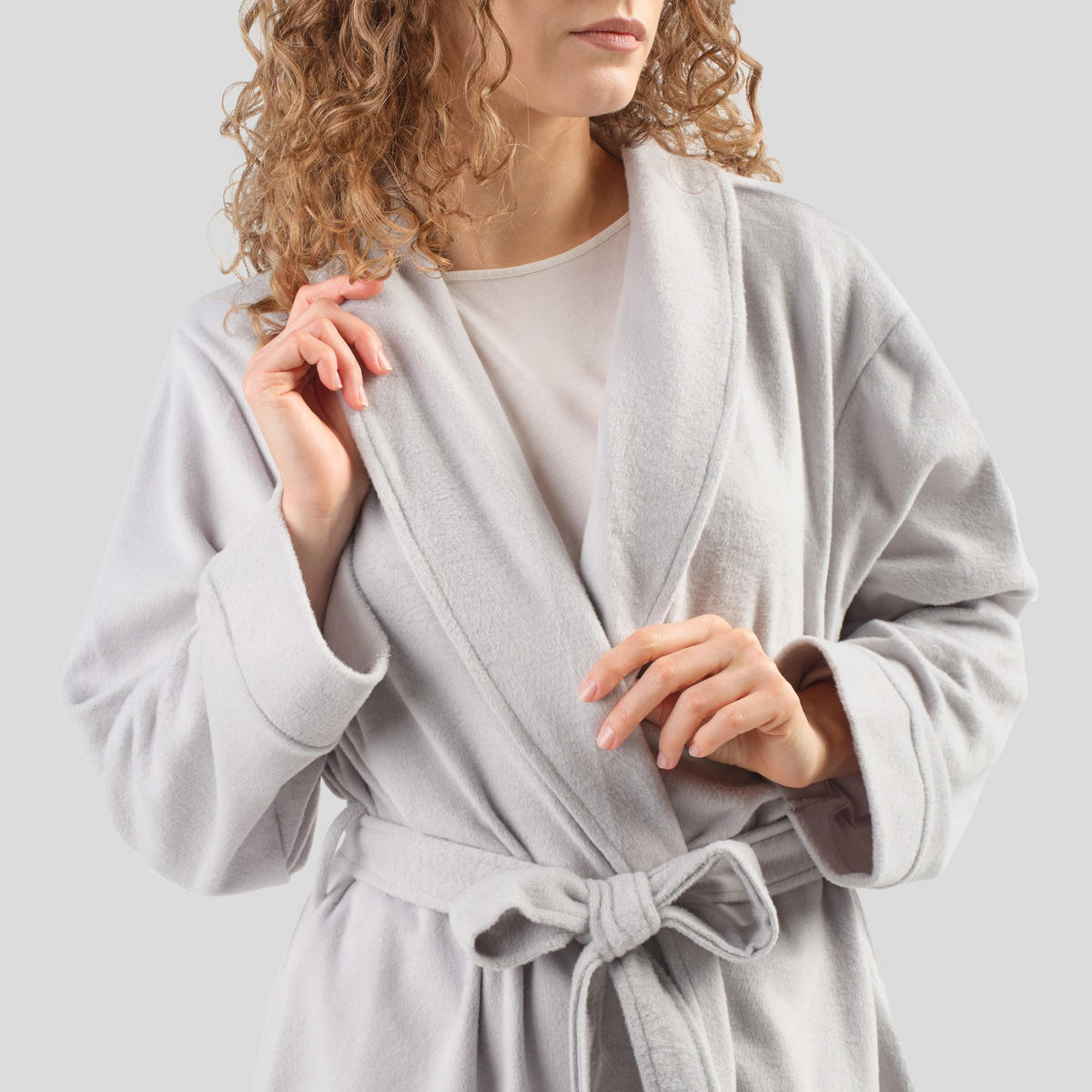 BADEMANTEL MIT BAUMWOLLE Polina - Hellgrau, Textil (Einheitsgrößenull) - home&you