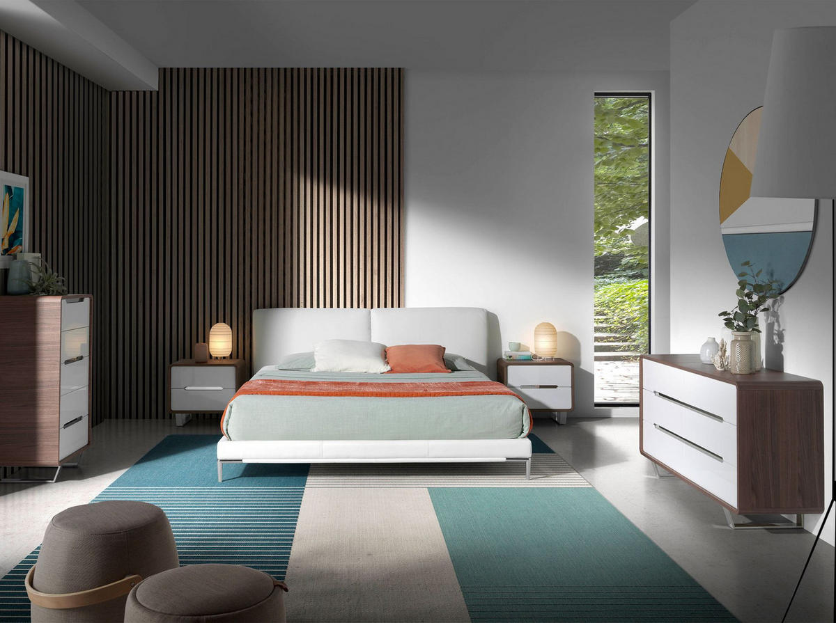 KOMMODE Kommode weißes Holz, Nussbaum und verchromter Stahl 60/39/108 cm - Walnussfarben/Weiß, Holz (90/108/39cm) - ANGEL CERDA