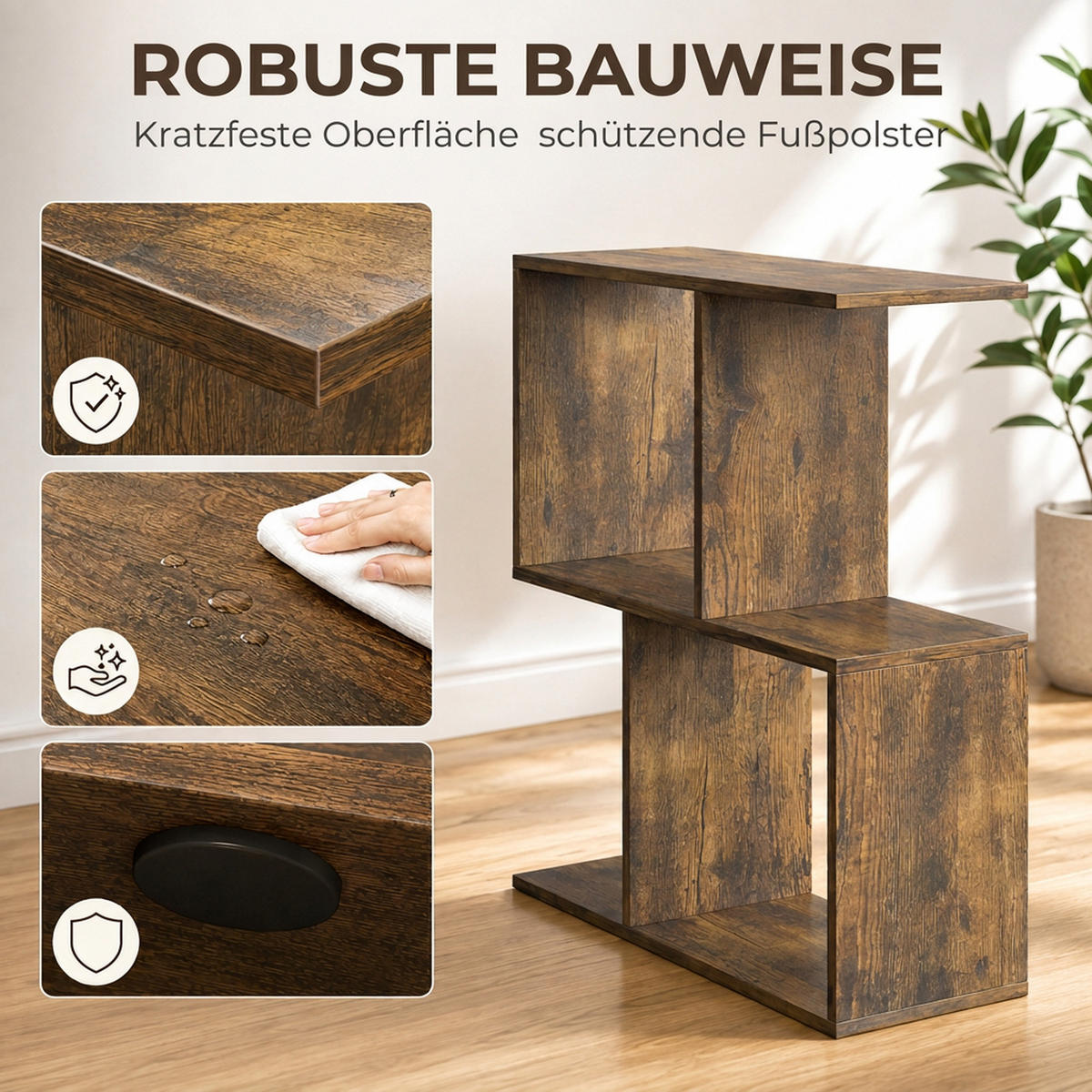 BEISTELLTISCH Spanplatte Rustikal-Braun - Braun, Holzwerkstoff (50/19.5/58cm) - HOMCOM