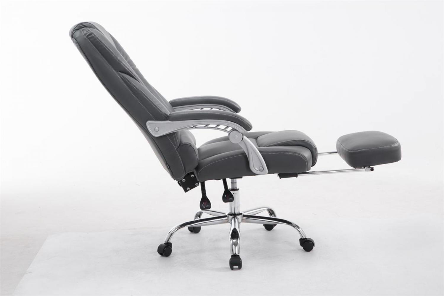 CHEFSESSEL Lederlook grau - Chromfarben/Grau, Textil/Metall (68/118/64cm) - CLP