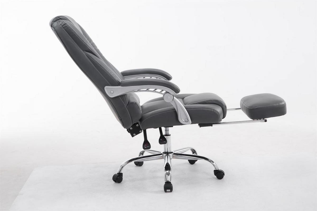 CHEFSESSEL Lederlook grau - Chromfarben/Grau, Textil/Metall (68/118/64cm) - CLP