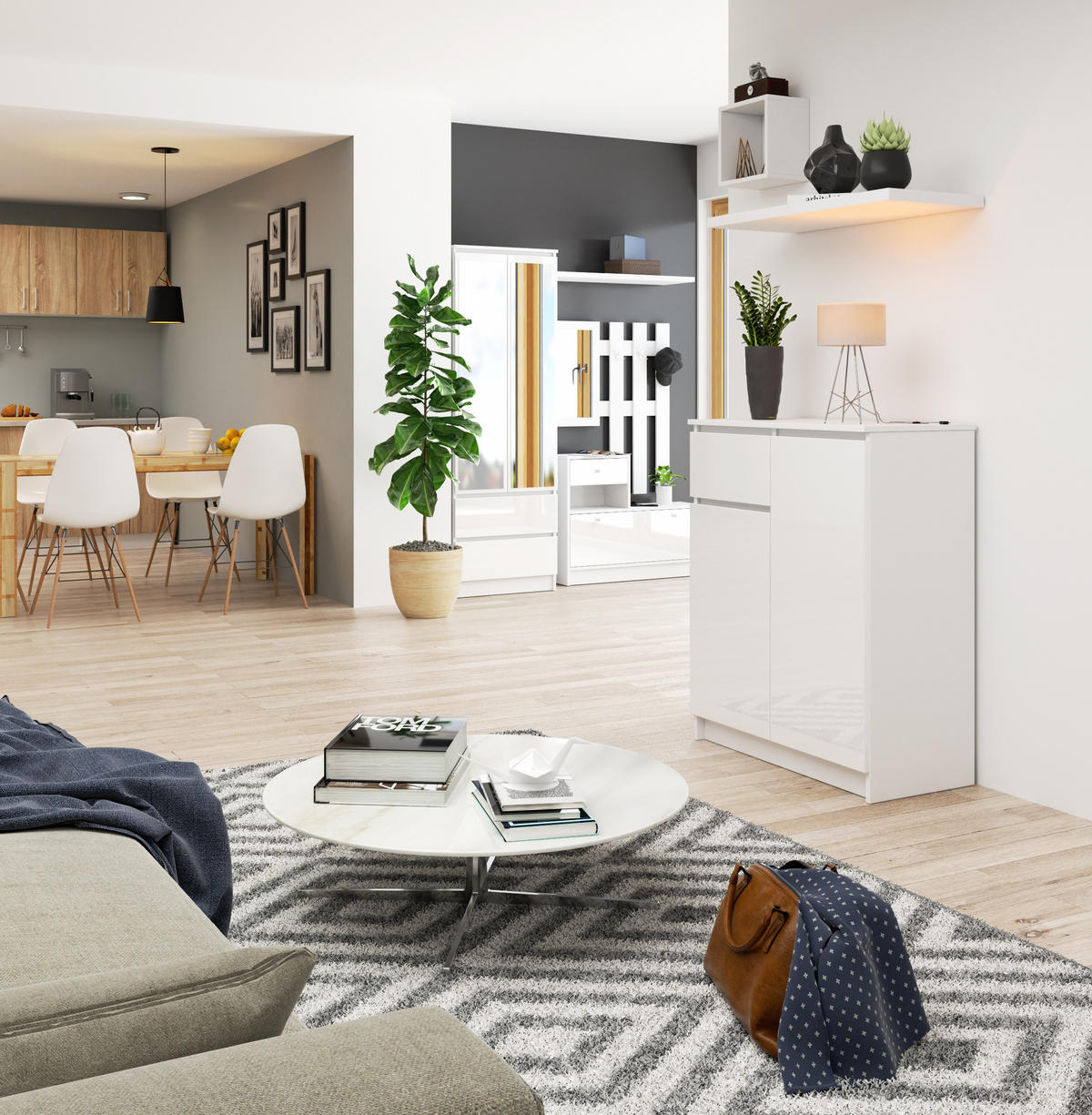 KOMMODE Weiß, Weiß Glanz 99/80/40 - Weiß, Holzwerkstoff (80/99/40cm) - RAUMHIRSCH FURNITURE